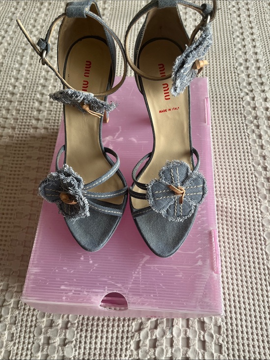 Miu Miu Shoes - Miu Miu high heel denim sandals